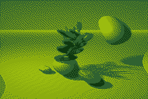 Dithered botanical still life with a wave animation