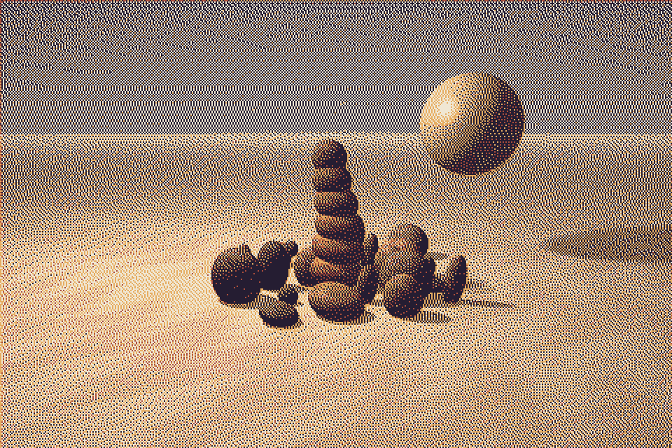 Mineral still life in a custom dark purple, rust, gold, and cream palette